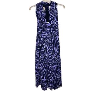 Fuzzi Purple Printed Halter Neck Sleeveless Dress Size Large Nwt